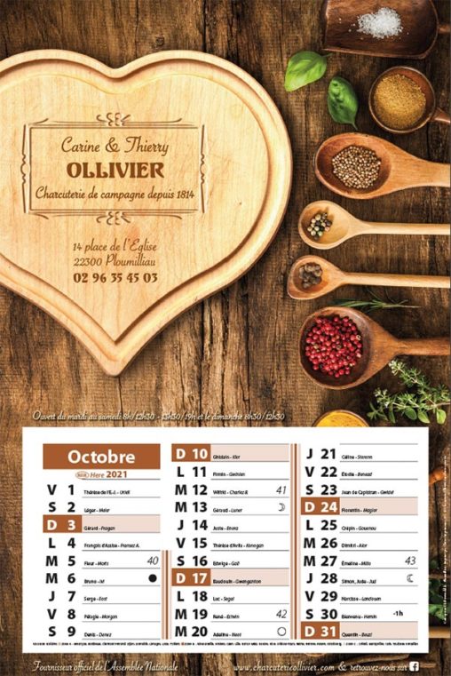 CHARCUTERIE OLLIVIER calendrier 2021